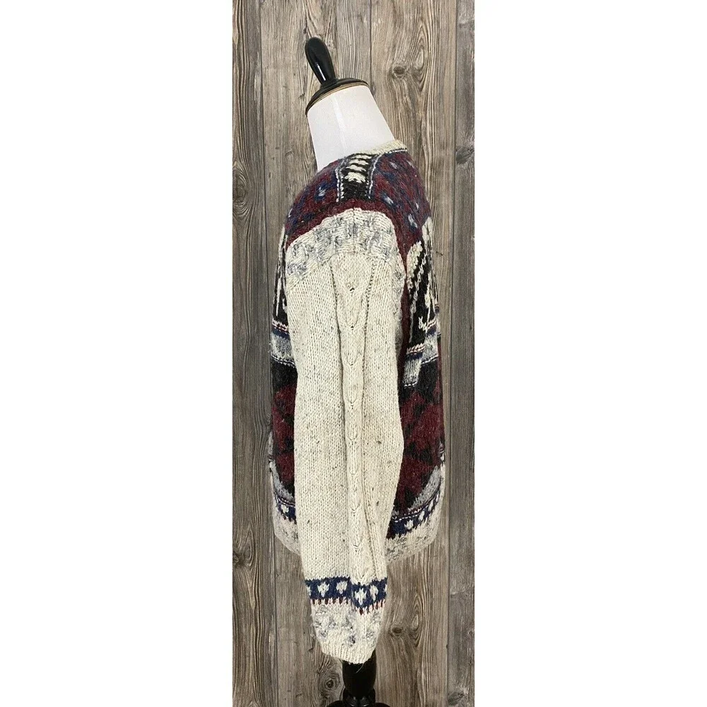 Vintage‎ Woolrich Hand Knit Sweater Men's L Wool Blend Cozy Cabincore Nordic